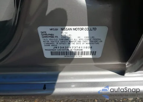 2003 Nissan Maxima Gle from USA, damaged, VIN JN1DA31A73T411604
